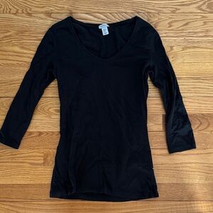 Paraphrase Black Long Sleeve V-Neck Top